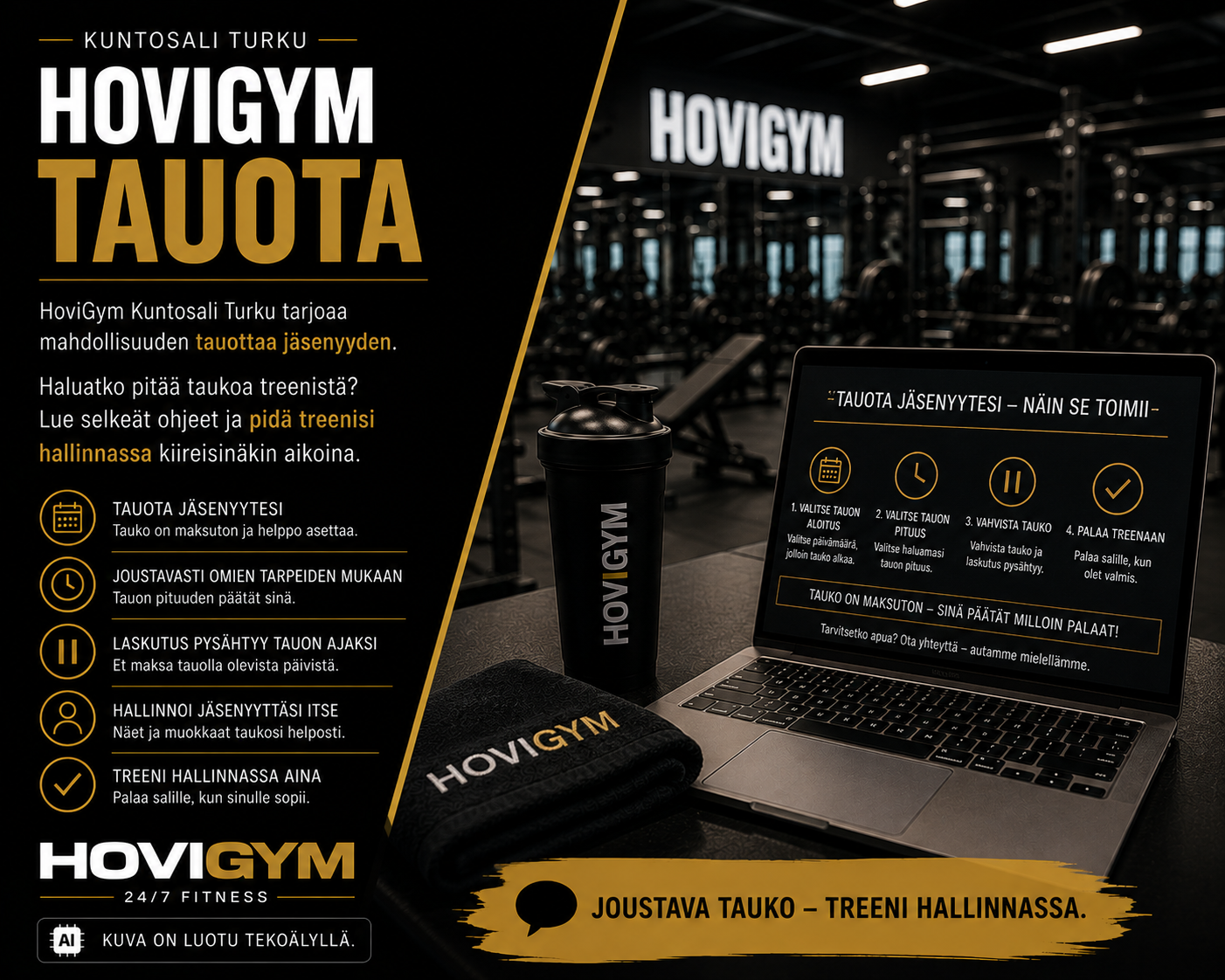 Jäsenyyden tauottaminen kuntosalilla Turussa – HoviGym tauko-ohje