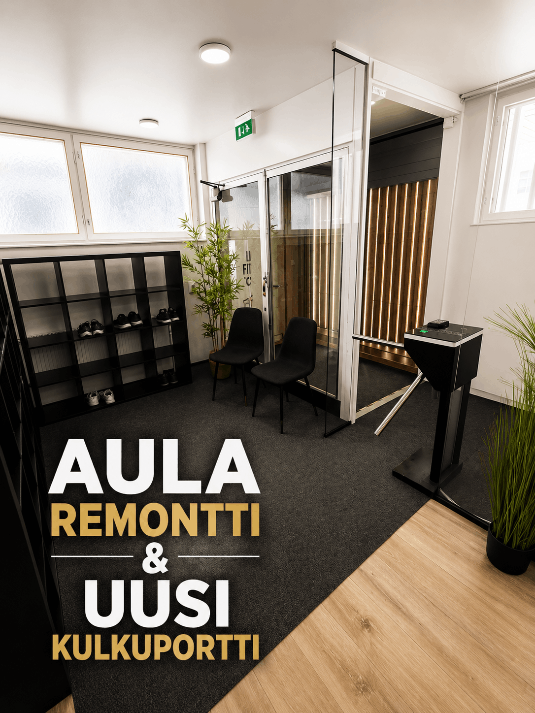 Alt text: HoviGym kulkuportti kuntosali Turku